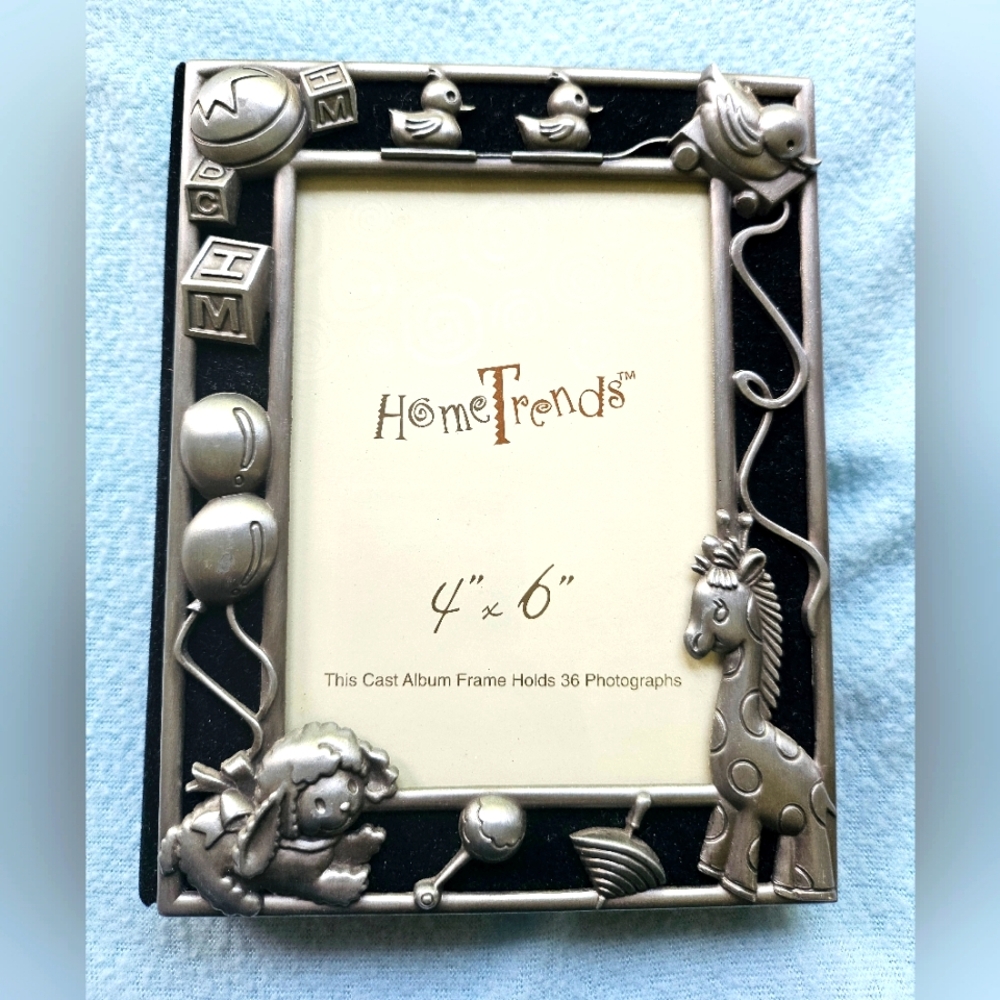Baby Theme Photo Album, 4"x6", Holds 35 Photos, Pewter, Black, NWOT